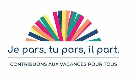 Logo van de stichting Je Pars Tu Pars Il Part, die door sommige Sites et Paysages-campings wordt ondersteund door vakanties aan te bieden aan gezinnen die zich anders geen vakantie kunnen veroorloven.
